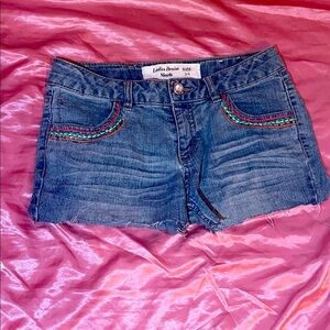 Blue Jean Shorts with Colorful Accents